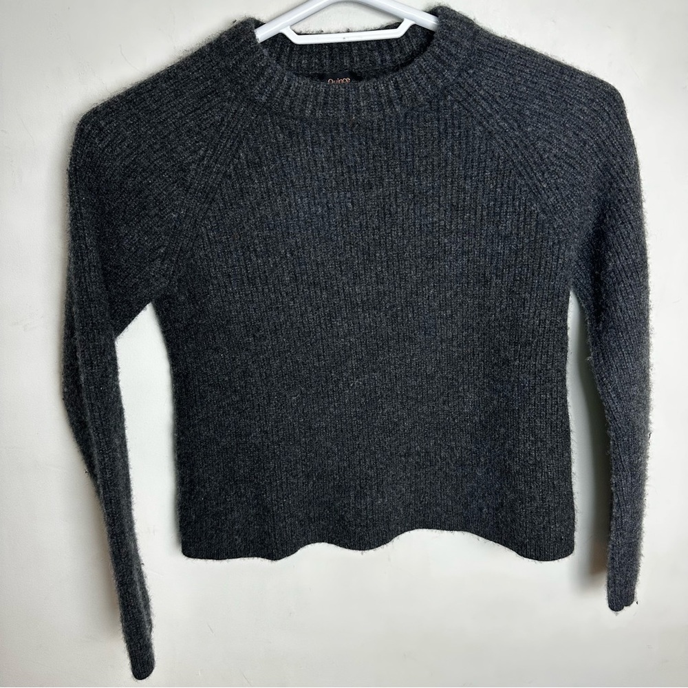 Quince Sweater Mongolian Cashmere Women's Size Small Charcoal Preppy Natural